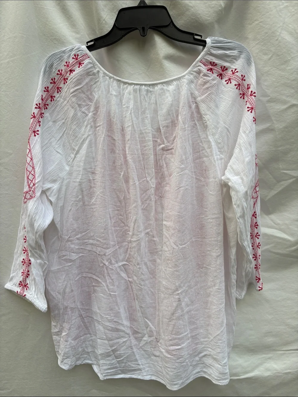 J. Jill White Peasant Tunic with Red Embroidery - Picture 9 of 14